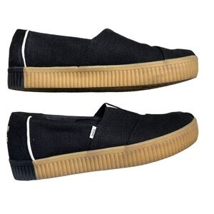 Toms Black Slip-On Sneakers with Tan Sole